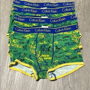 Calvin Klein Green and Blue Boxer Briefs with Elastic Waistband 4 pack